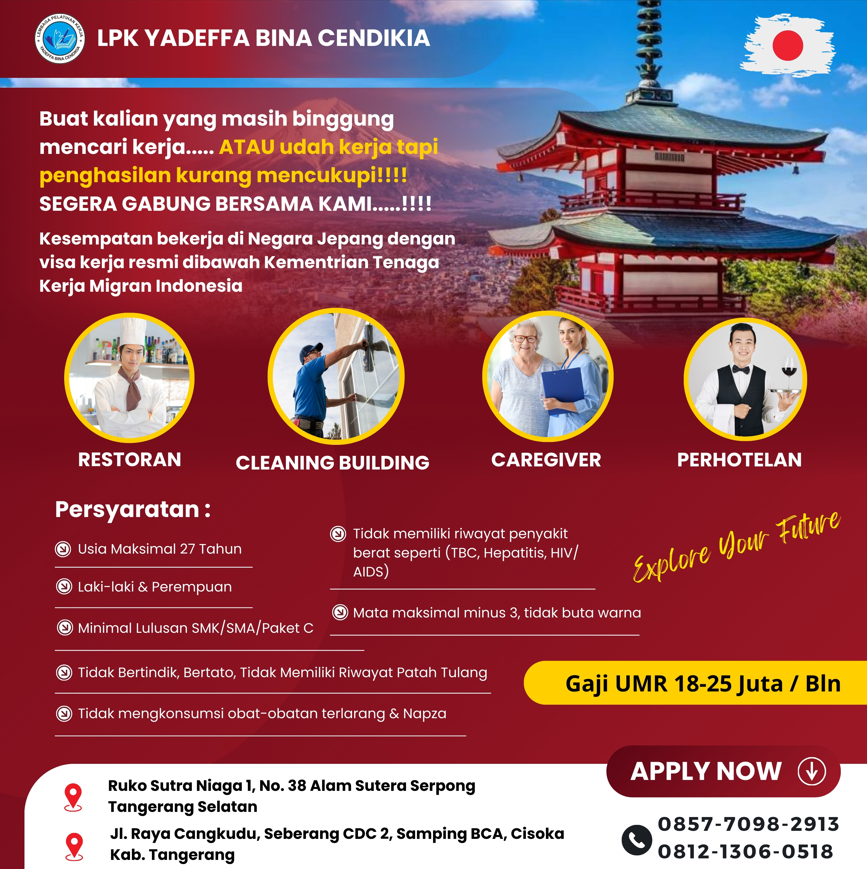 LOWONGAN KERJA KE JEPANG